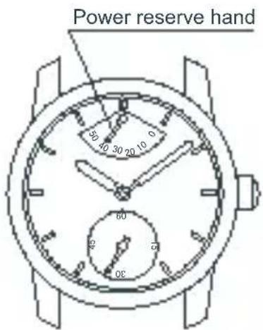 Power reserve hand 50 40 30 20 10 0 60 42 37 0E
