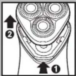 Diagram of a hand holding a three-pin earring with labeled parts ① and ②, showing mechanical components.