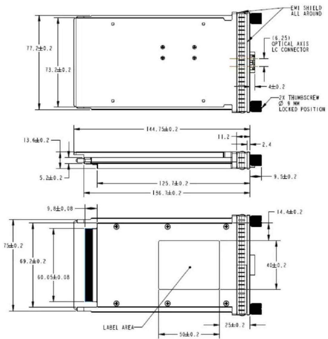 Finisar FTLQ1381N7NL - Mechanical Specifications - 1