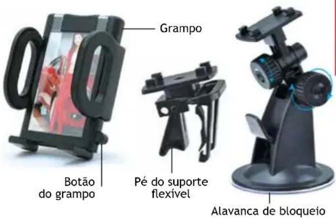 Grampo Botão do grampo Pé do suporte flexível Alavanca de bloqueio