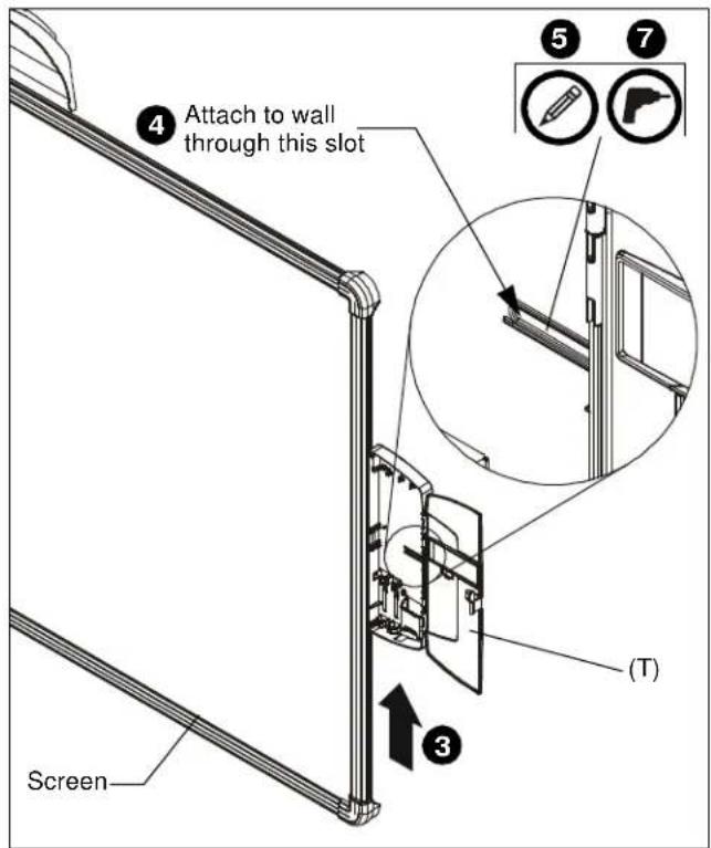 4 Attach to wall through this slot Screen ⑤ ⑦ (T)