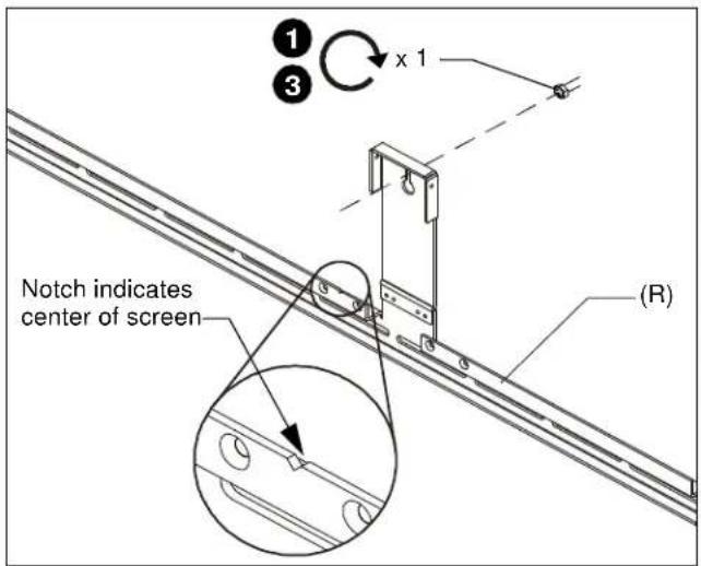 ① x 1 ③ Notch indicates center of screen (R)