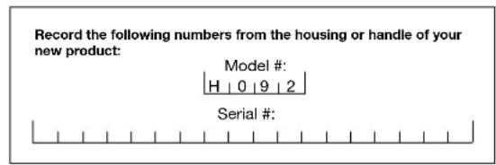 Snow Joe H092 - Model and Serial Numbers - 1