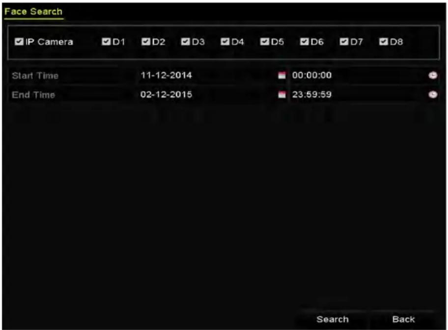 Face Search IP Camera D1 D2 D3 D4 D5 D6 D7 D8 Start Time 11-12-2014 00:00:00 End Time 02-12-2015 23:59:59 Search Back
