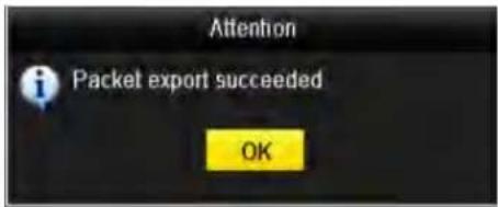Attention Packet export succeeded OK