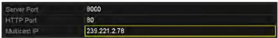 Server Port 8000 HTTP Port 80 Multicast IP 239.221.2.78