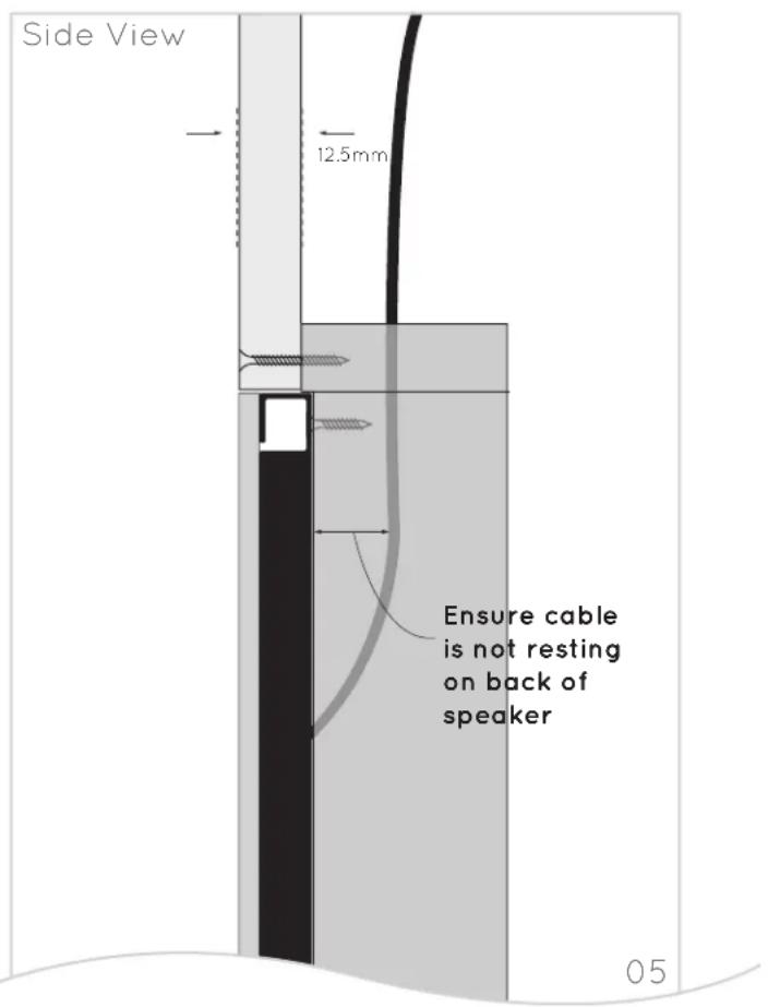 Side View 12.5mm Ensure cable is not resting on back of speaker 05