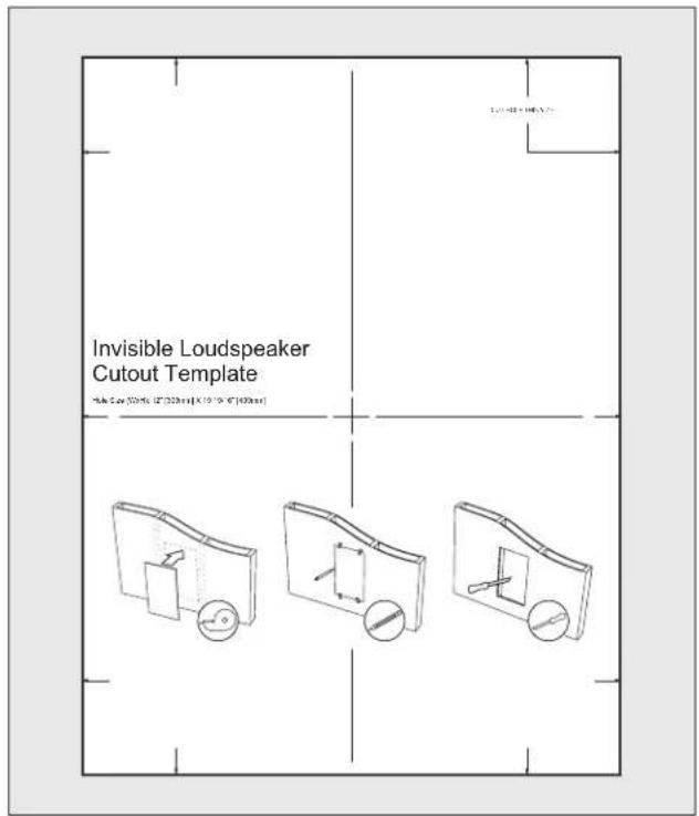 Invisible Loudspeaker Cutout Template "Make C#ay (200Hz) L2" (520mm) X 10-15-4" (400mm)