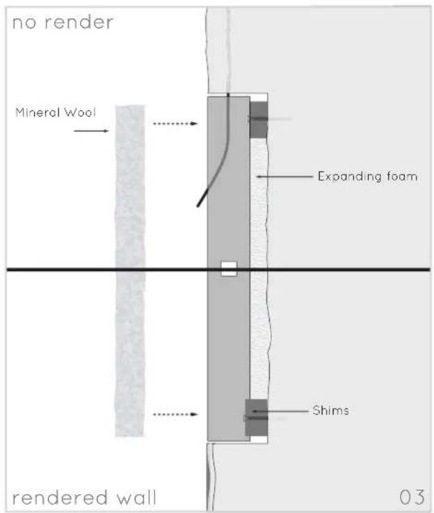 no render Mineral Wool Expanding foam Shims rendered wall 03