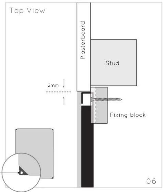 Top View Plasterboard Stud 2mm Fixing block 06