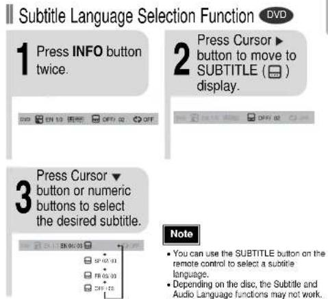 SAMSUNG HT-BP10 - Selecting Audio/Subtitle Language - 4