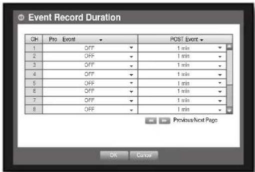 SAMSUNG SHR-6164P5/GBR - Event Record Duration - 1