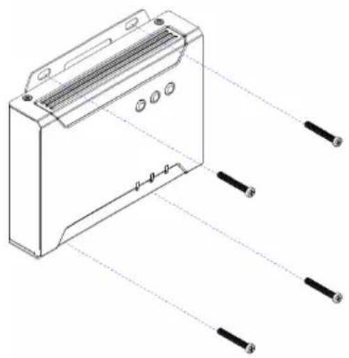 Technical line drawing of a mechanical device with multiple pins and mounting holes (no text or symbols)