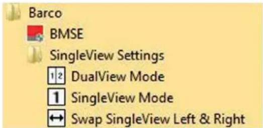Barco BMSE SingleView Settings 1 2 DualView Mode 1 SingleView Mode Swap SingleView Left & Right
