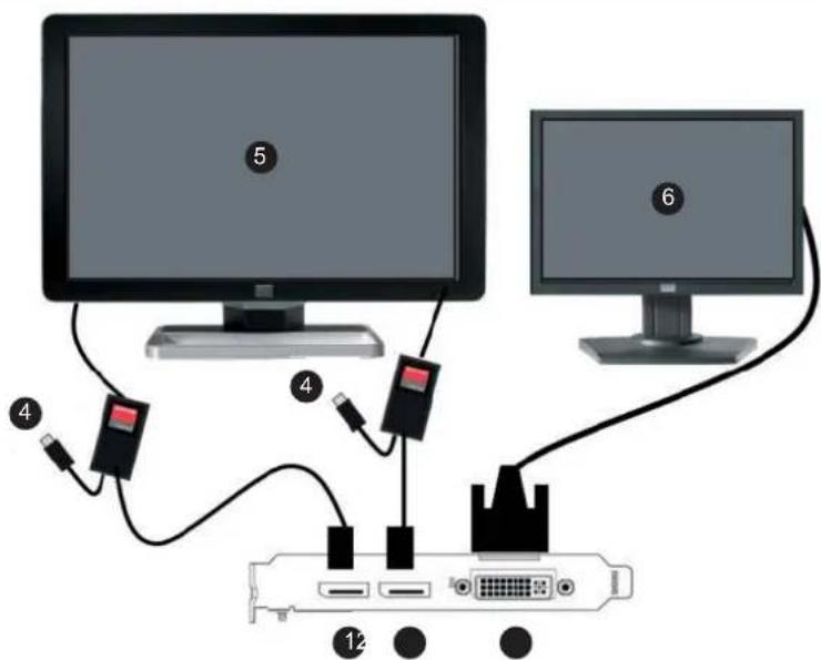 Diagram showing connections between a computer monitor, network ports, and an audio jack with labeled components.