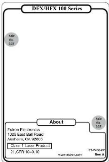 Extron HFX 100 Rx - Product Label - 1
