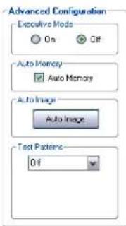 Advanced Configuration Executive Mode On Off Auto Memory Auto Memory Auto Image Auto Image Test Patents: Off