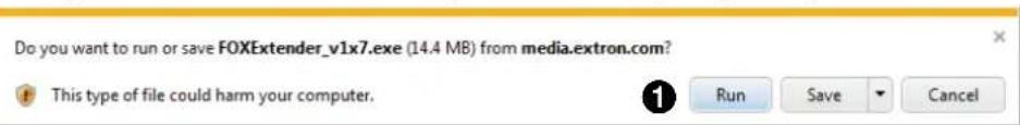 Do you want to run or save FOXExtender_v1x7.exe (14.4 MB) from media.extron.com? This type of file could harm your computer. Run Save Cancel