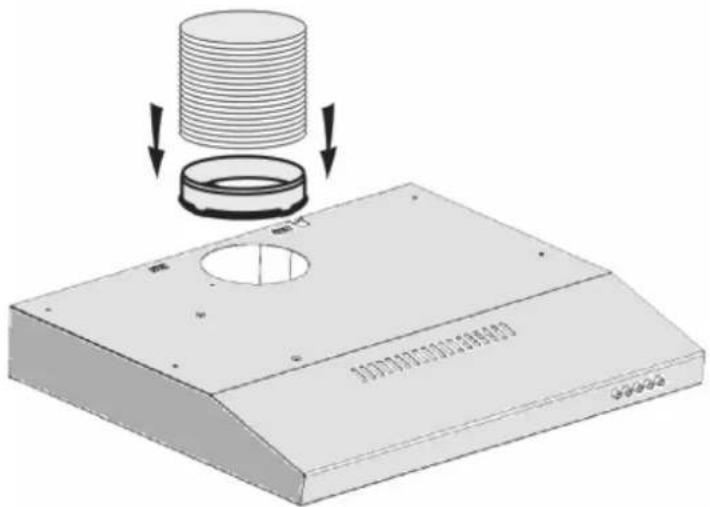 Technical diagram showing a mechanical component with labeled parts and directional arrows indicating assembly or assembly.