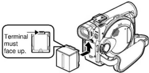 HITACHI DZ-MV350EUK - ATTACHING BATTERY TO DVD VIDEO CAMERA/RECORDER - 1