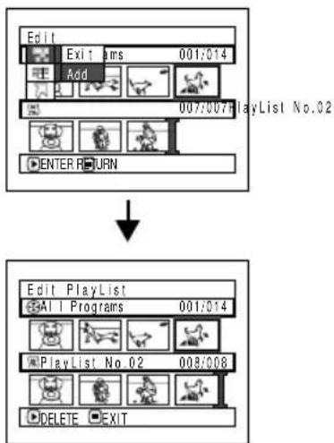 HITACHI DZ-MV350EUK - ADDING SCENES USING SUBMENU FOR EDITING (EDITING PLAY LIST) - 2