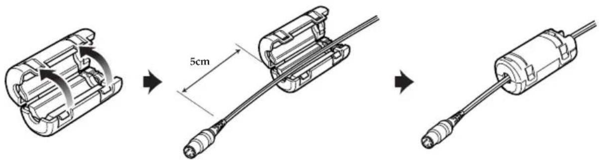 HITACHI DZ-MV200EUK - Attaching Ferrite Cores - 1