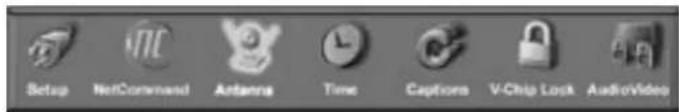 Setup NetCommand Antenna Time Captions V-Chip Lock AudioVideo