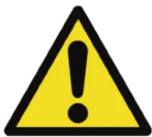 Yellow triangular warning sign with black exclamation mark symbol