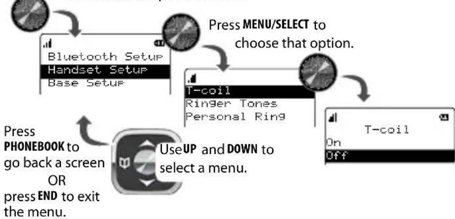 UNIDEN D3580 - Using the Handset Menu - 1