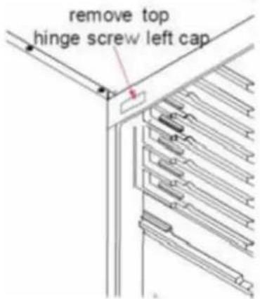 remove top hinge screw left cap