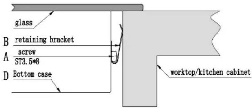 glass B retaining bracket A screw ST3. 5*8 D Bottom case worktop/kitchen cabinet