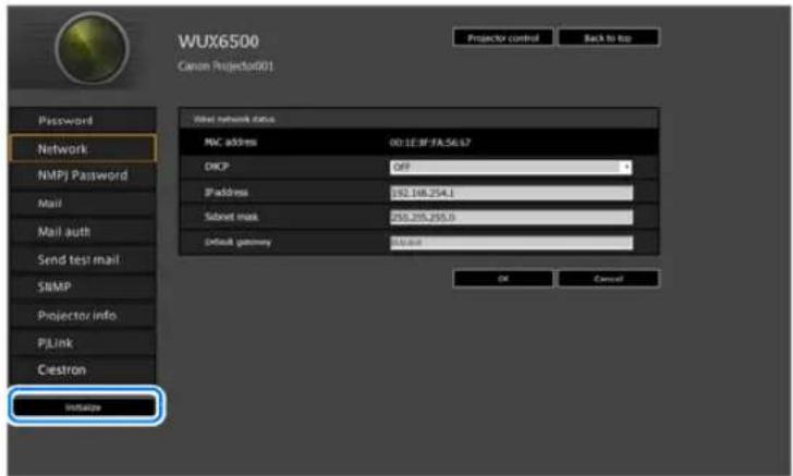 CANON REALiS WX6500 - Resetting Network Settings to the Default Settings - 1
