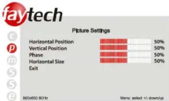 Faytech 26 inch - Picture Settings - 1