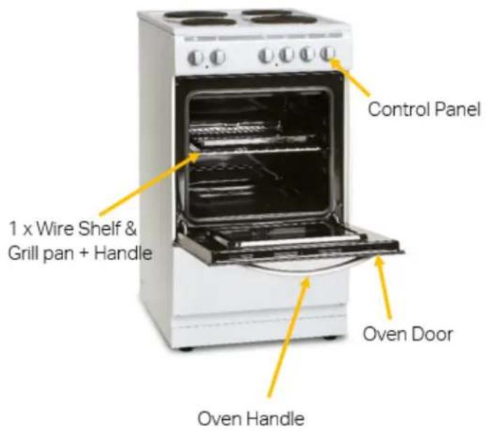 Control Panel 1 x Wire Shelf & Grill pan + Handle Oven Door Oven Handle
