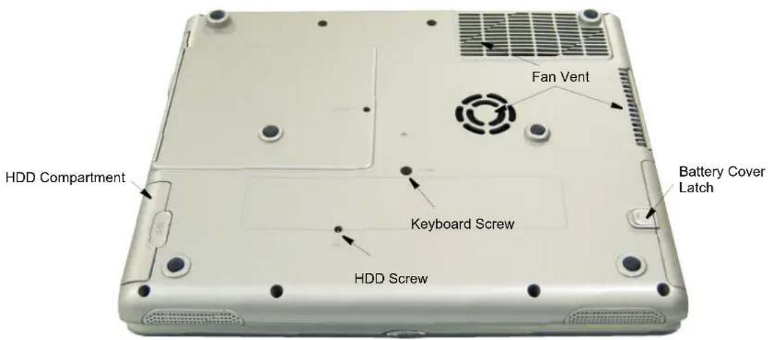 Fan Vent HDD Compartment Keyboard Screw HDD Screw Battery Cover Latch