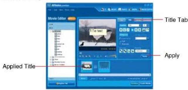 MPV500 video Movie Editor Title Tab Apply Applied Title