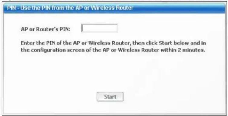 ZYXEL 1303 - WPS: PIN - Use the PIN from the AP or Wireless Router - 1