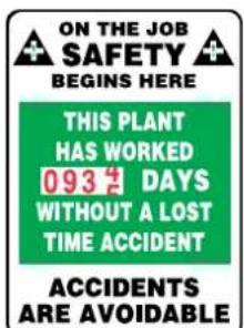 Panduit PCT-1087-B - Safety scoreboard has built-in turn dial to display safe days. - 2