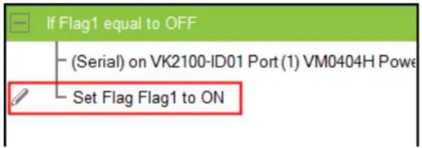 If Flag1 equal to OFF (Serial) on VK2100-ID01 Port (1) VM0404H Powe Set Flag Flag1 to ON
