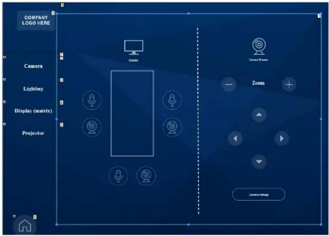 COMPANY LOGO HERE Camera Lighting Display (matrix) Projector Display Camera Press Zoom Camera Settings