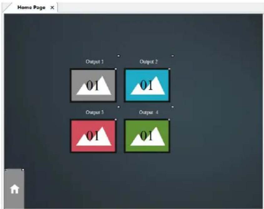 Home Page Output 1 Output 2 01 01 Output 3 Output 4 01 01