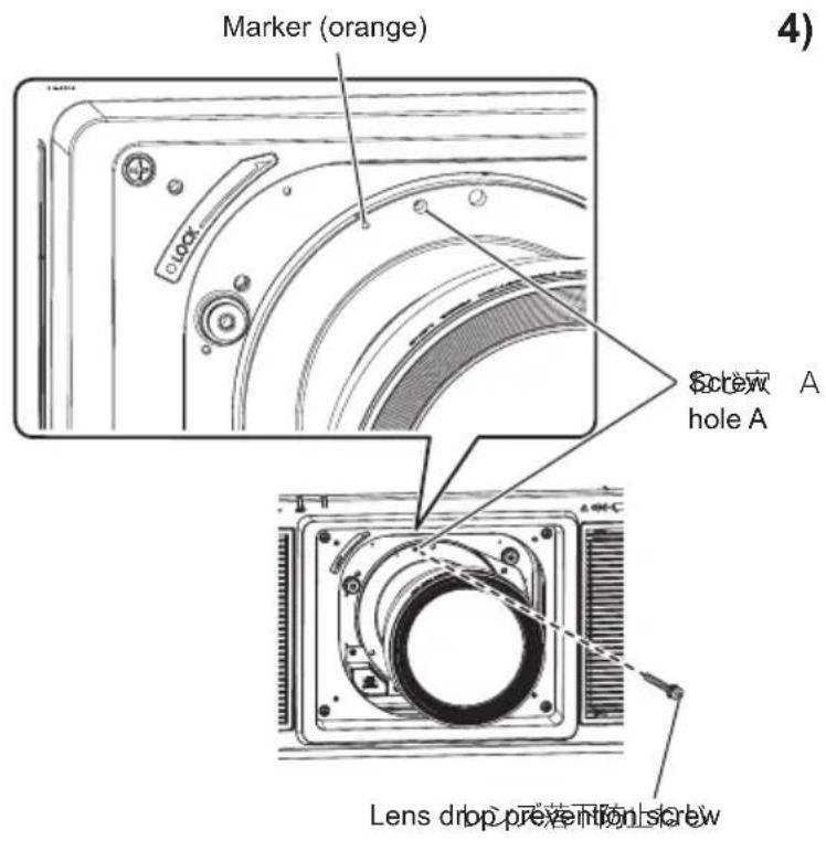 Marker (orange) Screw A hole A Lens drop prevention screw