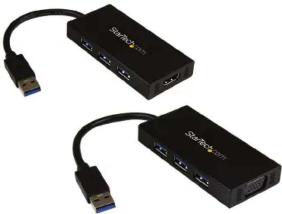 StarTech.com USB32HDEH3 - USB 3.0 to HDMI Adapter with 3-Port USB 3.0 Hub USB 3.0 to VGA Adapter with 3-Port USB 3.0 Hub - 1