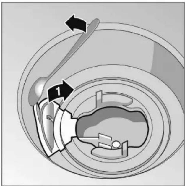 Diagram illustrating a mechanical or electrical system with labeled components and directional arrows, likely representing a motor or gear mechanism.