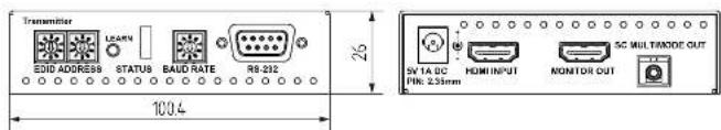 Transmitter EDG ADDRESS STATUS BAOD RATE RS-212 1004 26 SV1A DC FIN: 233mm HOMI INPUT MONITOR OUT SC MULTIMOTOUT