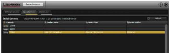 LIGHTWARE Serial Devices Send Devices Send Devices Serial Devices Click on the OUTPUT Device to get a new Name and Serial Number ITEM part Product name Device label Serial number Sample - C-ART Sample - C-MA Sample - C-MA Data NOT USED Data NOT USED Data not USED