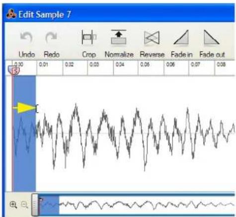 Edit Sample 7 Undo Redo Crop Normalize Reverse Fade in Fade out 0.00 0.01 0.02 0.03 0.04 0.05 0.06 0.07 0.08 E C