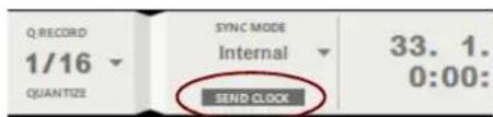 Q RECORD 1/16 QUANTIZE SYNC MODE Internal SEND CLOCK 33. 1. 0:00: