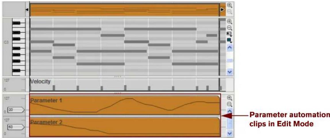 Parameter automation clips in Edit Mode
