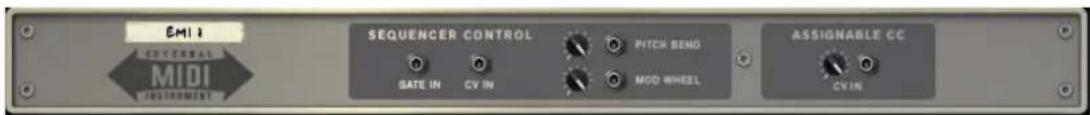 EMI MIDI INSTRUMENT SEQUENCER CONTROL PITCH BEND ASSIGNABLE CC GATE IN CV IN MOD WHEEL CVIN